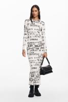 Midi-jurk met tekst - WHITE - S