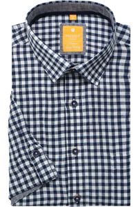 Redmond Casual Modern Fit Linnen Overhemd marine/wit, Ruit