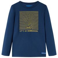 Kindershirt met lange mouwen snowboardprint 104 marineblauw - thumbnail