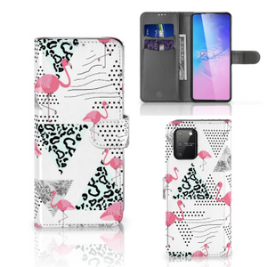 Samsung S10 Lite Telefoonhoesje met Pasjes Flamingo Triangle