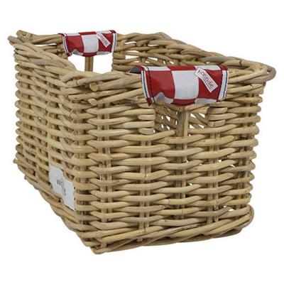 Rieten Fietsmand L Red Checker naturel