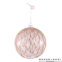 Christmas Diva pink glass ball with beads L