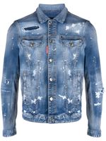 DSQUARED2 veste en jean à effet taches de peinture - Bleu