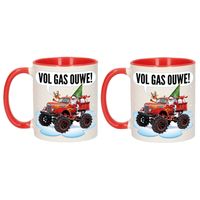 4x stuks kerstmis cadeau mokken monstertruck vol gas ouwe 300 ml - thumbnail