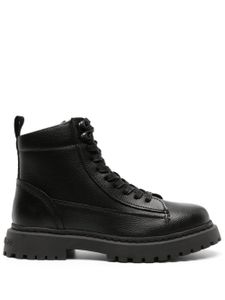 Tommy Jeans bottines en cuir à lacets - Noir