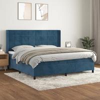vidaXL Boxspring met matras fluweel donkerblauw 200x200 cm