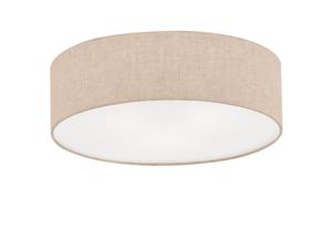 Fischer & Honsel Ø 60cm plafondlamp Thor met zandkleur linnen 20913