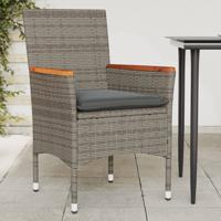 Tuinstoelen 2 st met kussens poly rattan grijs - thumbnail