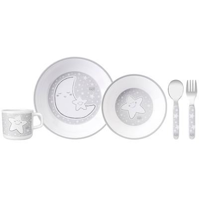 Saro Eetset Little Stars Melamine 5-delig Wit/grijs
