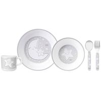 Saro Eetset Little Stars Melamine 5-delig Wit/grijs