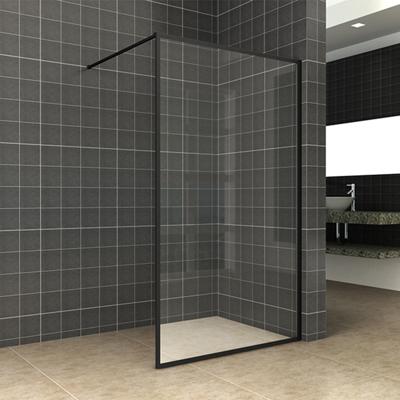 Wiesbaden Square inloopdouche 110 x 200 cm 10mm veiligheidsglas met nano coating, matzwart