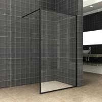 Wiesbaden Square inloopdouche 110 x 200 cm 10mm veiligheidsglas met nano coating, matzwart