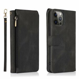 iPhone 14 Pro Max hoesje - Bookcase - Pasjeshouder - Portemonnee - Rits - Kunstleer - Zwart