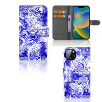 Telefoonhoesje met Naam iPhone 14 Plus Angel Skull Blauw