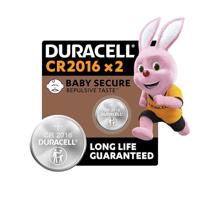 DURACELL 2016 Lithium-knoopcelbatterijen 3V 2 stuks - Gaan gegarandeerd lang mee - Babyveilige technologie - Voor o.a. autosleutels, kleine afstandsbedieningen, fitnesshorloges - Babyveilig verpakt