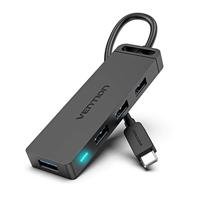 VENTION 4 Poorten USB C Hub, USB 3.0 Multiport Data Hub, Type C USB Splitter Compatibel met Laptop, MacBook Pro/Air, iPad Pro/Air, XPS, Surface Pro, Galaxy, en Chromebook (50cm)