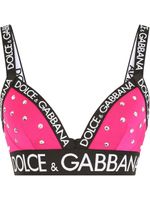 Dolce & Gabbana brassière brodée de sequins à bande logo - Rose - thumbnail