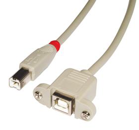 LINDY USB-kabel USB 2.0 USB-B stekker, USB-B bus 0.50 m Grijs 31800