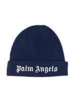 Palm Angels Kids bonnet à logo brodé - Bleu