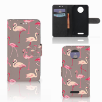 Motorola Moto C Plus Telefoonhoesje met Pasjes Flamingo