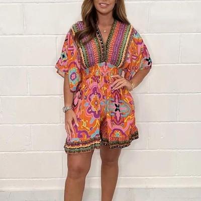 Womens V Neck Vacation Rompers