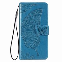 Samsung Galaxy A34 5G hoesje - Bookcase - Pasjeshouder - Portemonnee - Vlinderpatroon - Kunstleer - Blauw