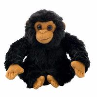 Nature Planet Chimpansee aap knuffeltje/knuffeldier - zwart - stof - 18 cm   -