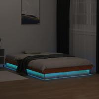 vidaXL Bedframe met LED massief grenenhout wasbruin 120x190 cm, eenpersoonsbed, bedombouw, houten bedframe, bed, ledikant, eenpersoonsbedden, bedden