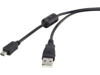 Renkforce USB 2.0 Aansluitkabel [1x USB-A 2.0 stekker - 1x Olympus] 1.50 m Zwart Met Ferrietkern, Vergulde steekcontacten
