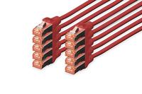 DIGITUS LAN kabel Cat 6 - 2m - 10 stuks - RJ45 netwerkkabel - S/FTP afgeschermd - Compatibel met Cat 6A & Cat 7 - Rood