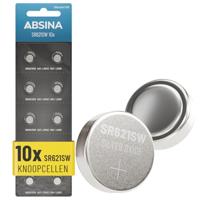 ABSINA SR621SW Horlogebatterij, 1,55 V, zilveroxide, verpakking van 10 stuks, knoopcel SR621SW, lekvrij en lange levensduur, batterij SR621SW / LR621 / SR621 / SR621 / 364 / V364 / R60 / AG1 - SR 621