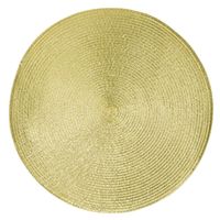 1x Ronde placemats glimmend goud 38 cm geweven/gevlochten