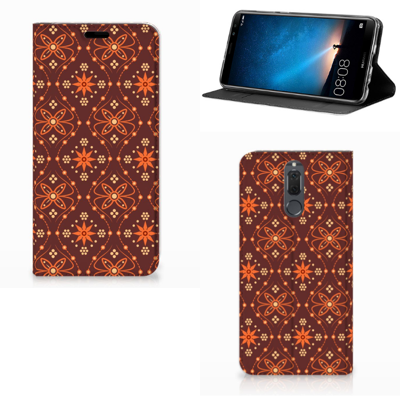 Huawei Mate 10 Lite Hoesje met Magneet Batik Brown Huawei Mate 10 Lite Hoesje met Magneet Batik Brown
