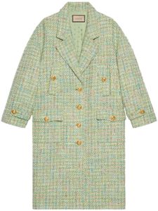 Gucci manteau en tweed à simple boutonnage - Vert