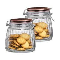 Weckpot/inmaakpot - 2x - 1L - glas - met beugelsluiting - koperen deksel