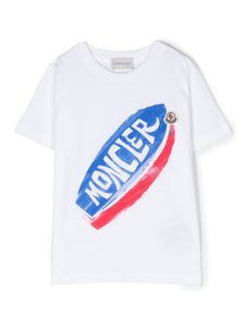 Moncler Enfant t-shirt en coton à logo imprimé - Blanc