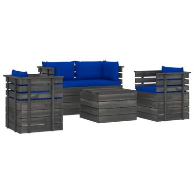 vidaXL 5-delige Loungeset met kussens pallet massief grenenhout vidaXL 5-delige Loungeset met kussens pallet massief grenenhout