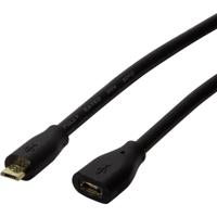 LogiLink USB-kabel USB 2.0 USB-micro-B stekker, USB-micro-B bus 5.00 m Zwart CU0125 - thumbnail