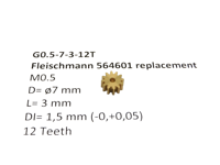 micromotor G0.5-7-3-12T tandwiel voor Fleischmann - thumbnail