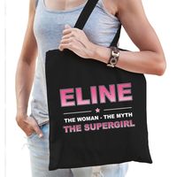 Naam Eline The women, The myth the supergirl tasje zwart - Cadeau boodschappentasje