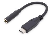 DIGITUS USB 3.2 Gen1 Adapterkabel - 0,2 m - USB C (St) naar 3,5 mm jack (Bu) - 5 Gbit/s - USB-adapter - Zwart