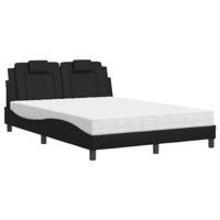 vidaXL Bed met matras kunstleer zwart 140x200 cm, bed, bed ombouw, tweepersoonsbed, bedbodem, slaapkamermeubel, 2 persoonsbed, logeerbed, houten bed