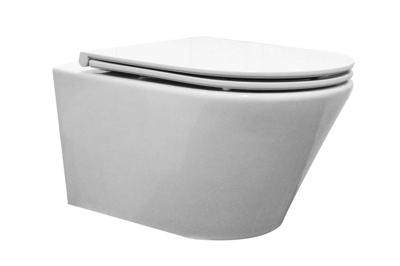 Mueller Afesta toiletpot met spoelrand en vlakke softclose zitting 52cm Mueller Afesta toiletpot met spoelrand en vlakke softclose zitting 52cm
