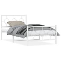 Bedframe met hoofd- en voeteneinde metaal wit 100x200 cm