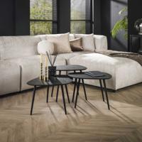 LifestyleFurn Organische Salontafel Daphane Metaal, Set van 3 stuks - Grijs - thumbnail