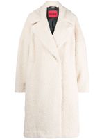 HUGO logo-appliqué faux-shearling coat - Tons neutres