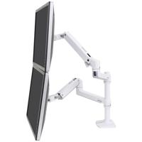 Ergotron LX Dual Arm Stacking Desk Mount Monitor-tafelbeugel 2-voudig 38,1 cm (15) - 61 cm (24) Wit In hoogte verstelbaar, Draaibaar, Kantelbaar, Zwenkbaar