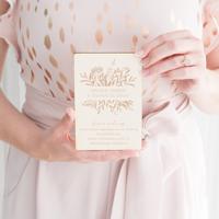 Houten trouwkaart Blush botanics