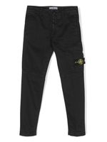 Stone Island Junior pantalon droit à patch logo - Noir - thumbnail