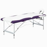 VidaXL Massagetafel inklapbaar 2 zones aluminium wit en paars